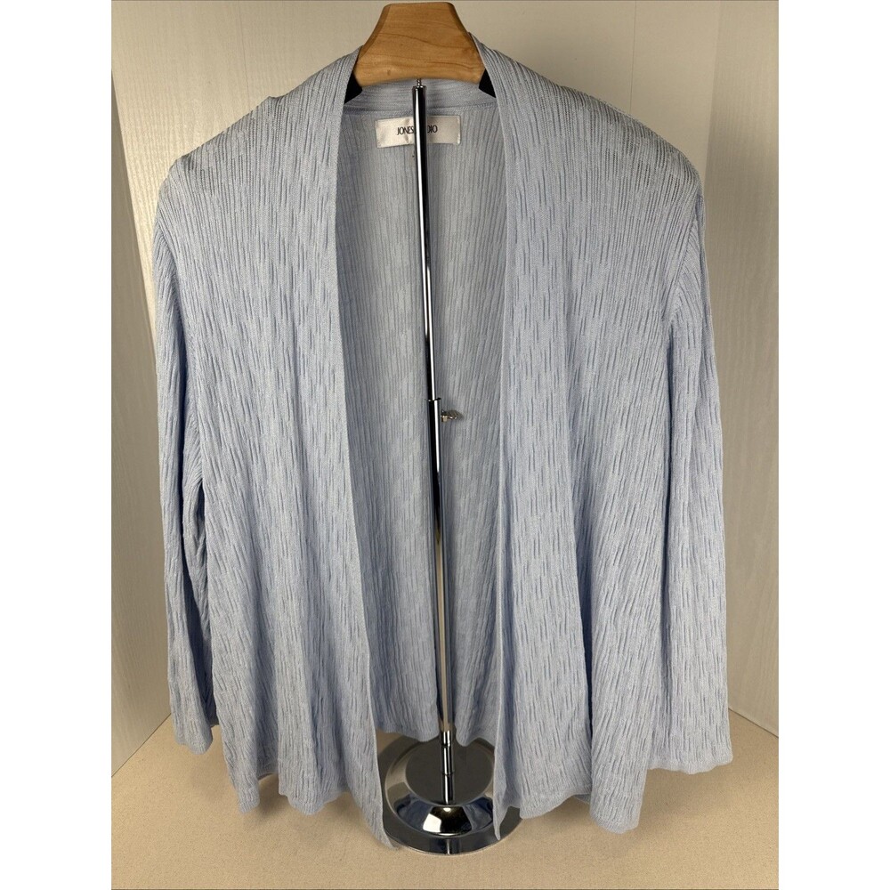 Jones Studio Cardigan Light Sweater Blue Textured Cotton Blend Work Women’s PXL